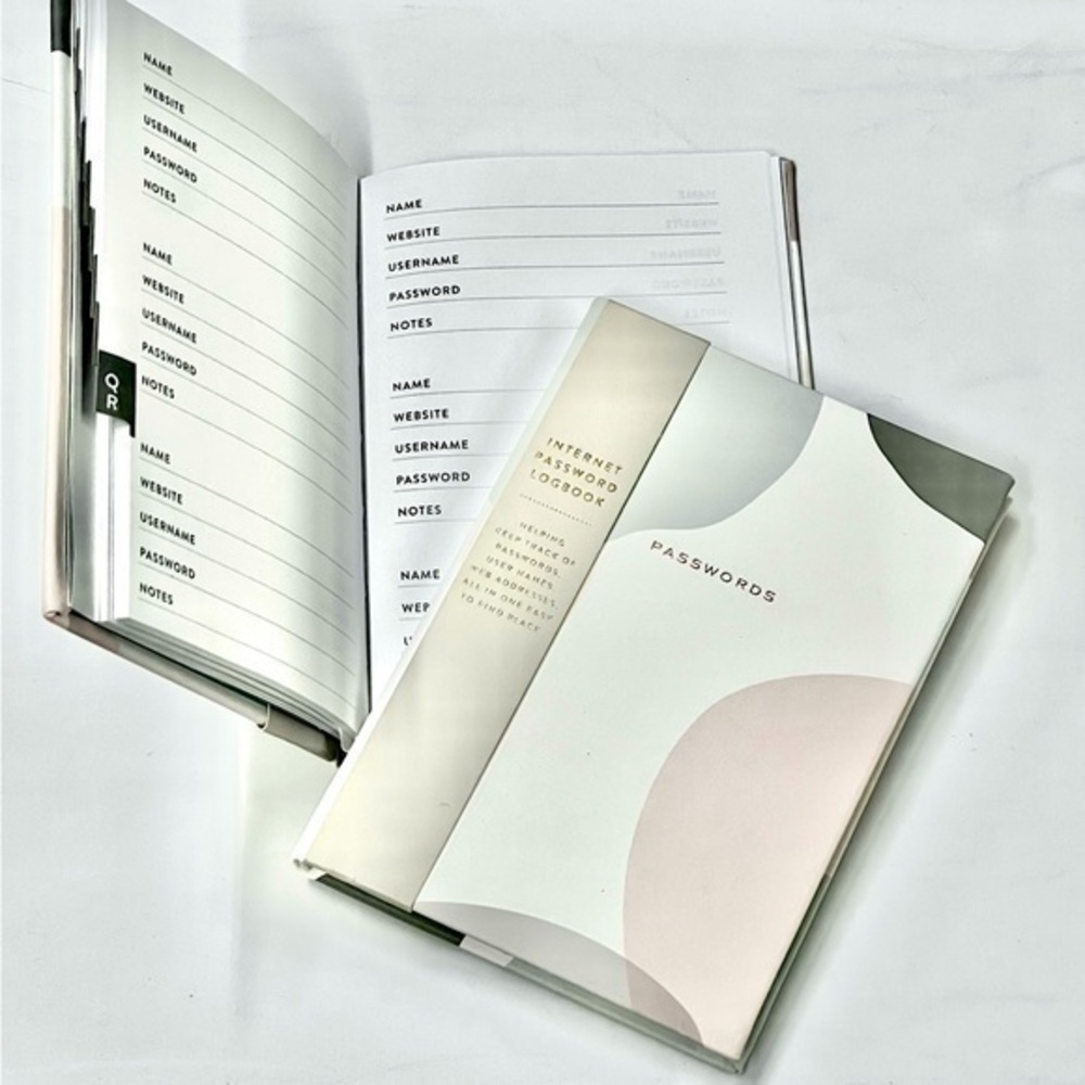 Password keeper logbook.  Set of 2